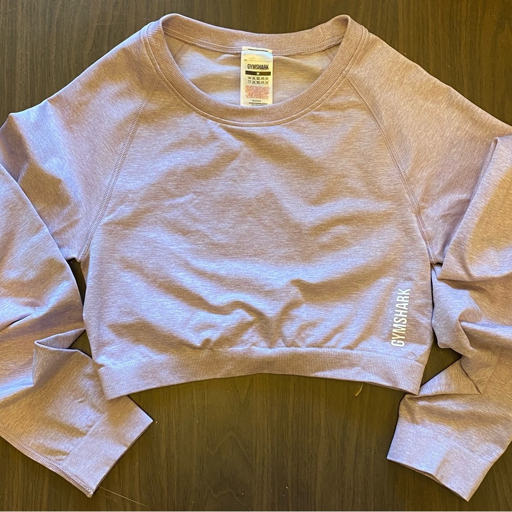 Gymshark Women’s Lavender Heathered Long Sleeve Cropped Top